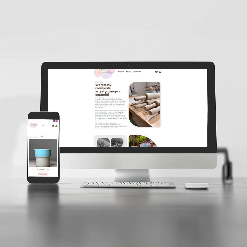 przykład jak będzie wyglądała strona internetowa eve-art.pl na ekranie desktopa i urządzenia mobilnego